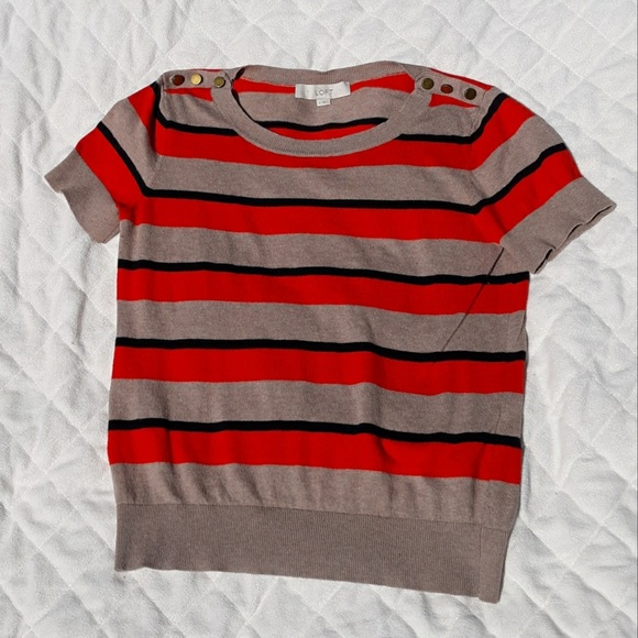 ✅Orange, Black, & Tan Striped Shirt by Loft - Picture 6 of 8